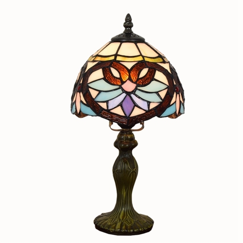 

YWXLight 20CM Retro Creative Stained Glass Bedroom Bedside Counter Lamp Baroque Love Bar Small Table Lamp