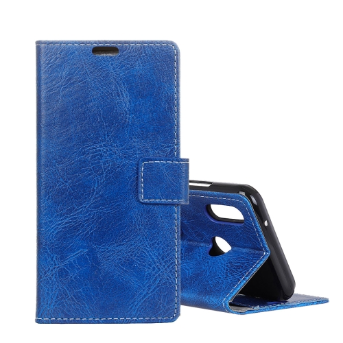 

For ASUS ZENFONE MAX (M2)ZB633KL Retro Crazy Horse Texture Horizontal Flip Leather Case With Holder & Double-sided Buckle & Photo Frame (Blue)