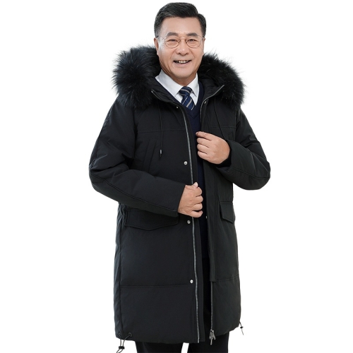

Winter Middle-aged Men Thickening Cold-proof Down Jacket (Color:Black Size:M)