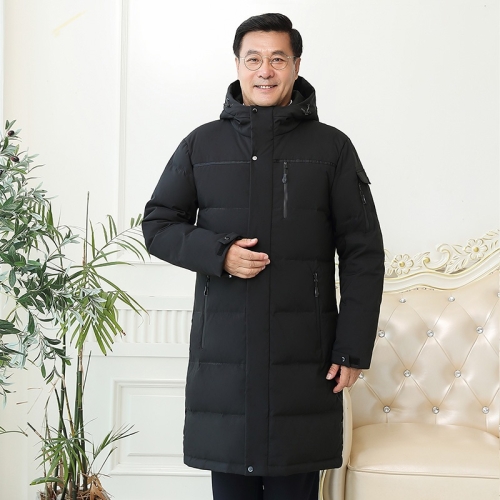 

Winter Middle-aged Men Mid-length Thickened Cold-proof Down Jacket (Color:Black Size:M)