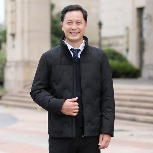 

Winter Middle-aged Men Short Thickened Cold-proof Down Jacket (Color:Black Size:M)