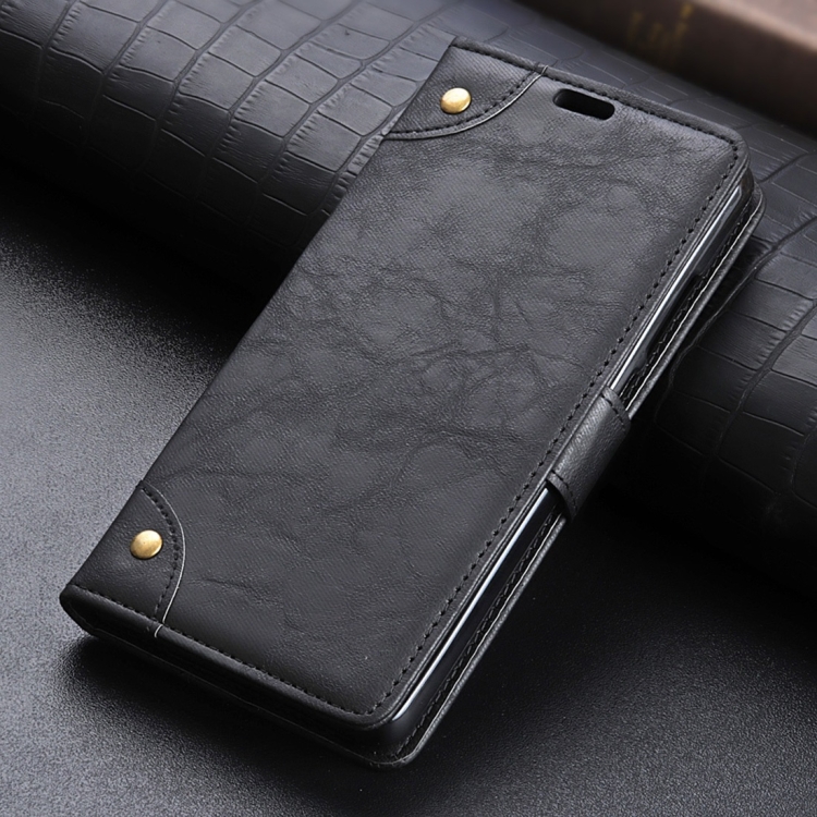 

Copper Buckle Side-corner Fixed Retro Texture Horizontal Flip Leather Case For Huawei P30, With Holder & Three Cards (Black)