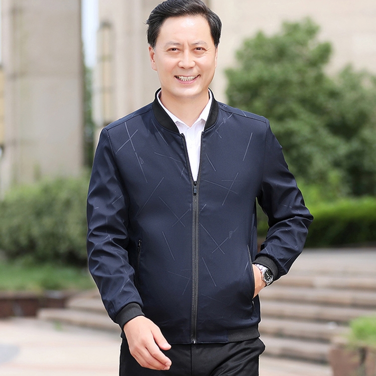 

Middle-aged Men Casual Thin Jacket Coat (Color:Navy Blue Size:L)