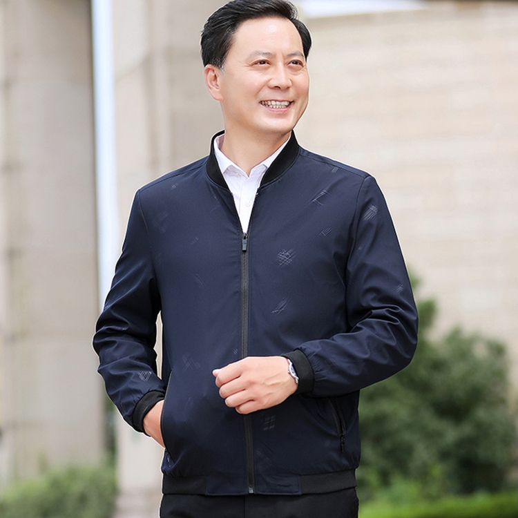 

Middle-aged Men Fashion Casual Stand-up Collar Jacket Coat (Color:Navy Blue Size:XXXXL)