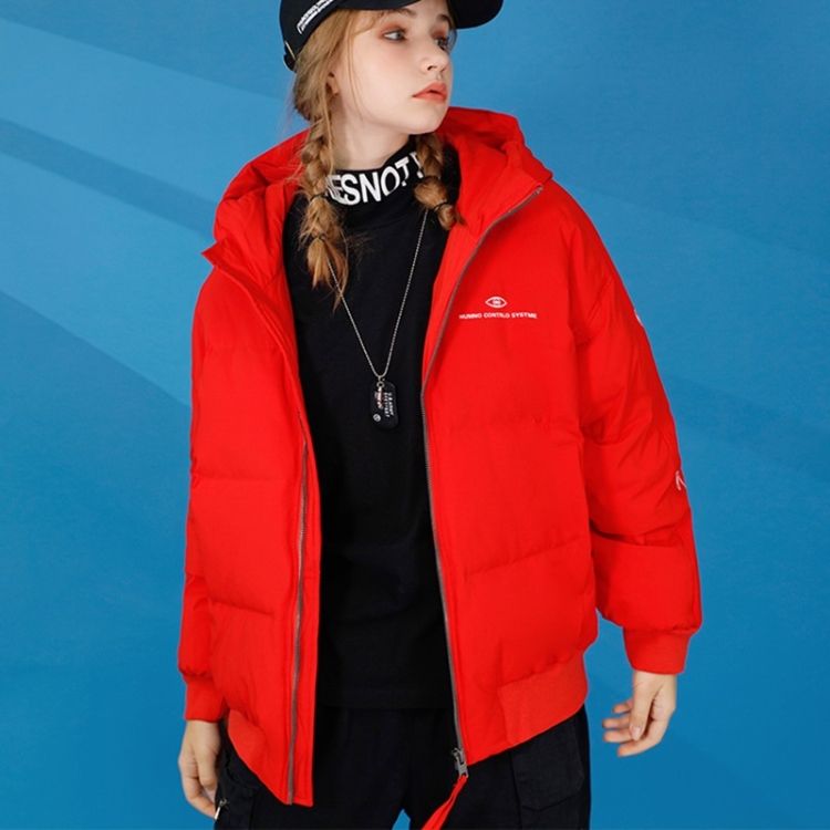 

Winter Ladies Short Down Jacket Loose Casual Cold-proof Warm White Duck Down Coat (Color:Red Size:XXL)