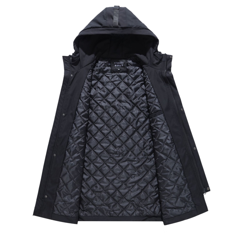 

Large Size Mid-length Loose Padded Jacket Cotton-padded Jacket Plus Fertilizer To Increase Men Cotton-padded Jacket (Color:Black Size:XXXXL)