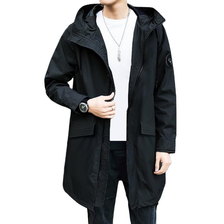 

Autumn And Winter Plus Velvet Mid-length Trend Hat Men Plus Fat Plus Size Loose Casual Jacket Men Jacket (Color:Black Size:L)