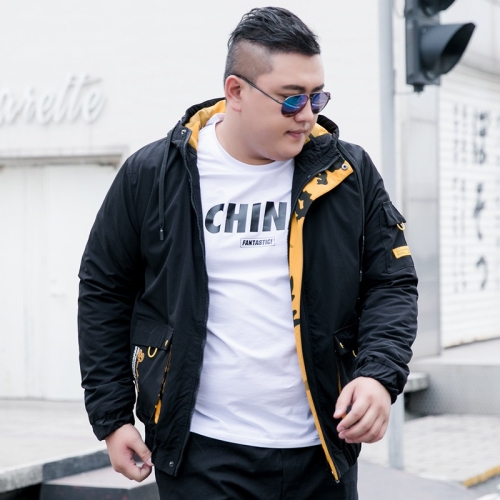 

Mens thin outerwear plus fat plus size casual jacket (Color:Black Size:XXXXXXL)