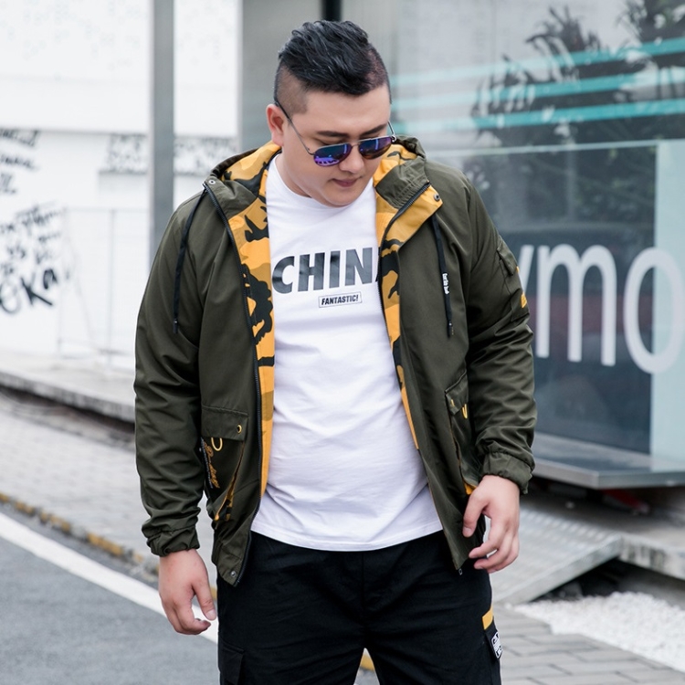 

Mens thin outerwear plus fat plus size casual jacket (Color:Green Size:XXXL)