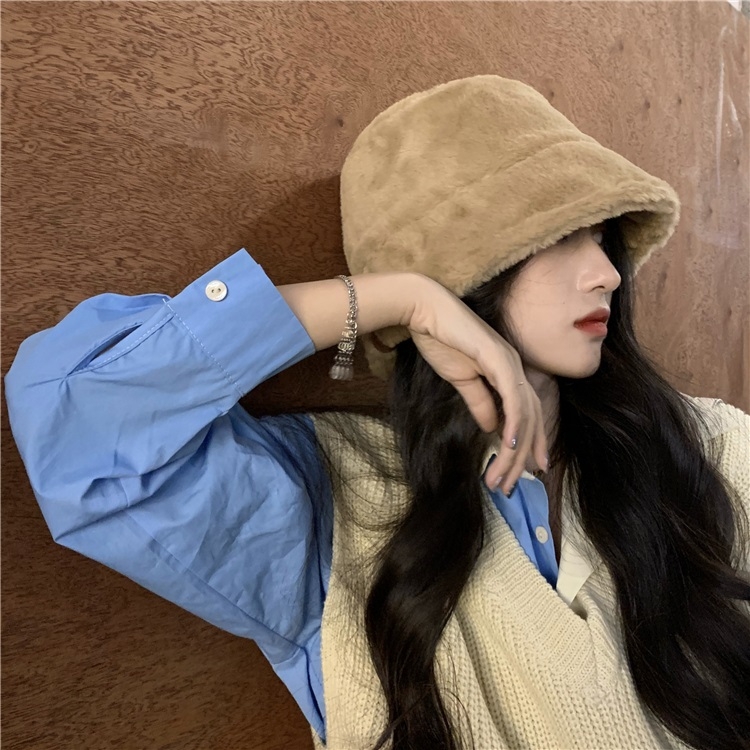 

All-match Plush Fisherman Hat (Color:Khaki Size:Free Size)