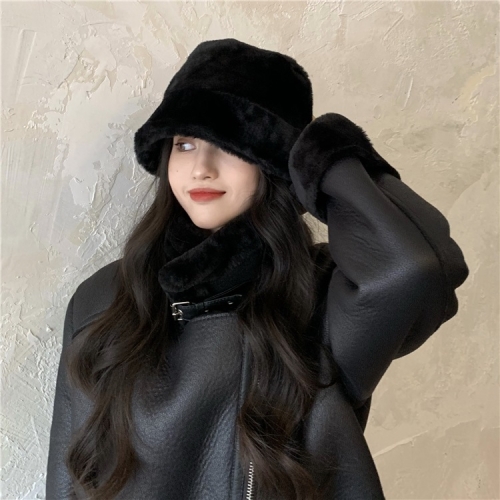 

All-match Plush Fisherman Hat (Color:Black Size:Free Size)
