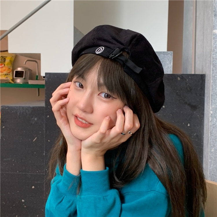 

Japanese Retro Fashion All-match Corduroy Octagonal Hat (Color:Black Size:Free Size)