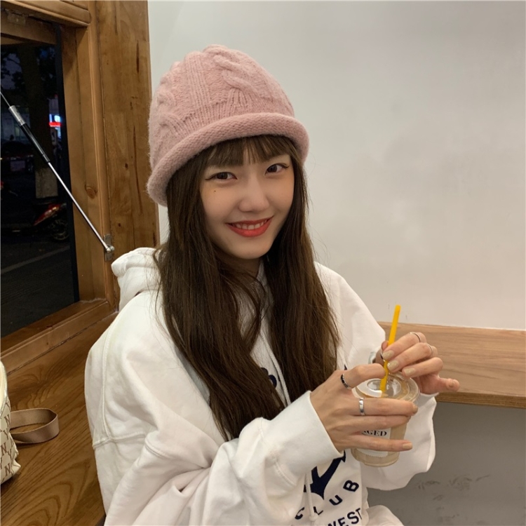 

All-match Japanese Cute Knitted Woolen Hat (Color:Pink Size:Free Size)