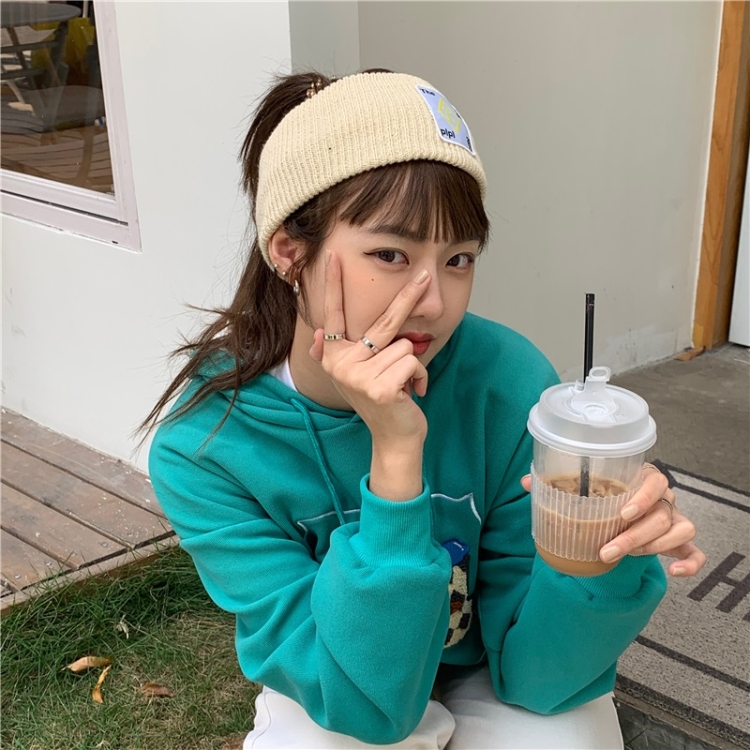 

Patch Letter Sports Knit Headband (Apricot)