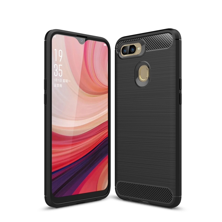 

Carbon Fiber Texture TPU Shockproof Case For OPPO A7 (Black)