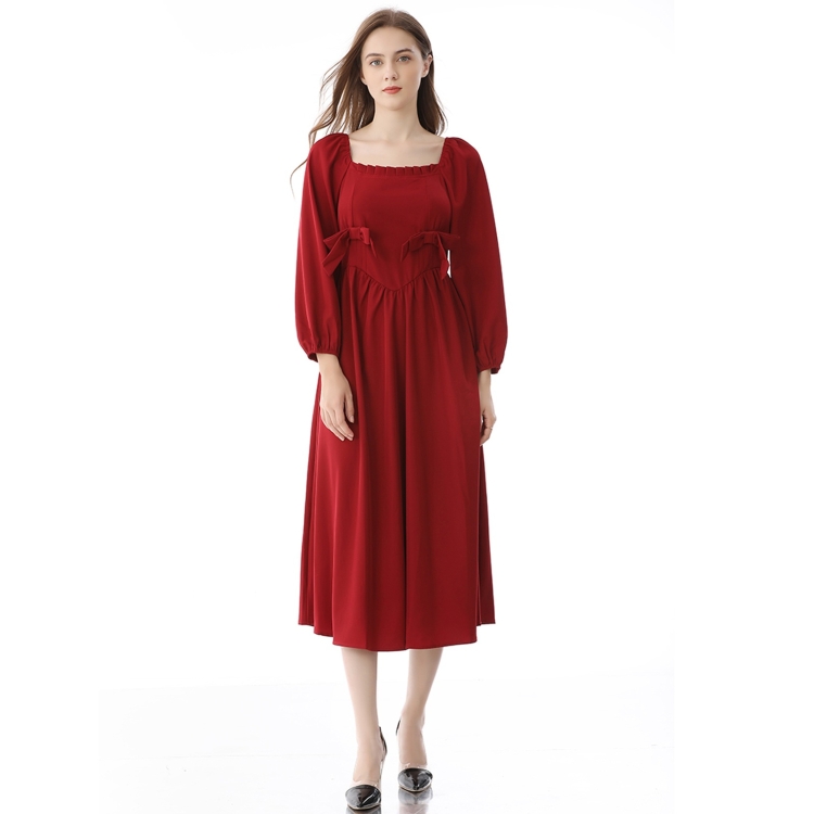 

Women Palace Style Retro Dress (Color:Wine Red Size:S)