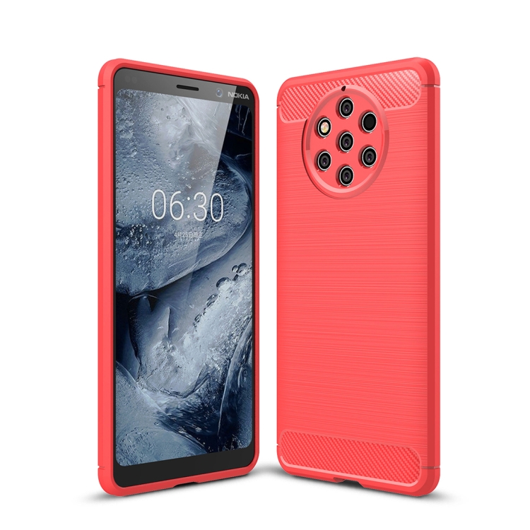 

Carbon Fiber Texture TPU Shockproof Case For Nokia 9 Pure View (Red)