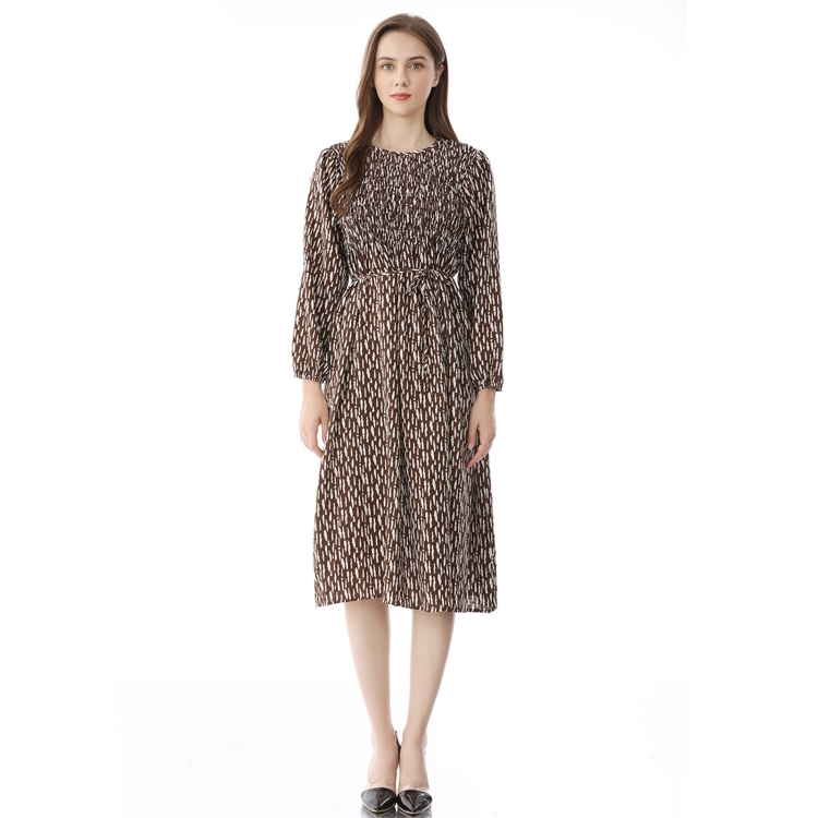 

Retro Mori Style Floral Platycodon Long Sleeve Dress (As Show)