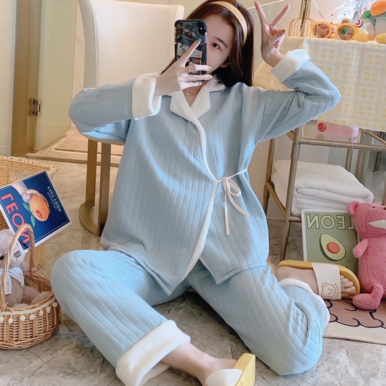 

Two-piece Warm Pajamas For Pregnant Women (Color:Blue Size:L)