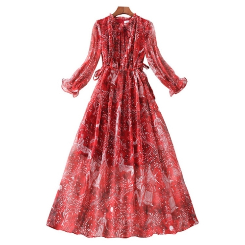 

Spring Women National Style Floral Chiffon Dress 82418 (Color:Red Size:S)