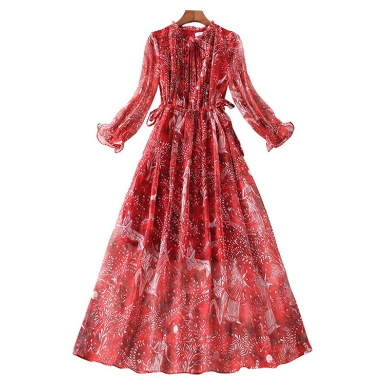 

Spring Women National Style Floral Chiffon Dress 82418 (Color:Red Size:XL)