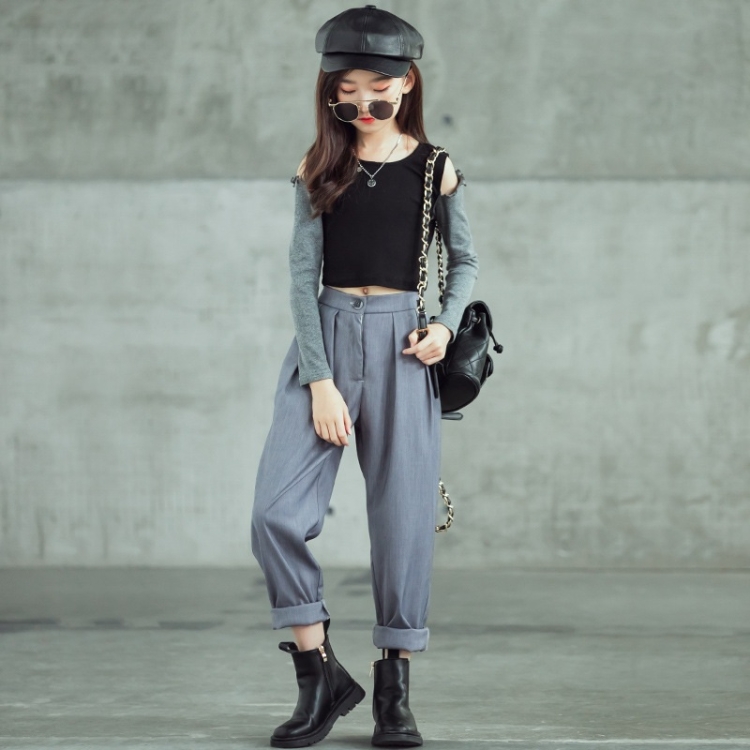 

Girl Fashion Casual T-shirt Harrency Pants Two-piece Set Parent-child Outfit (Color:As Show Size:160cm)