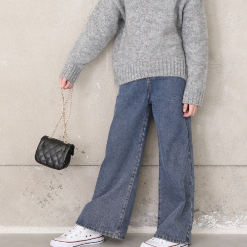 

Girl Loose Broad Leg Sagging Straight Pants Jeans (Color:As Show Size:130cm)