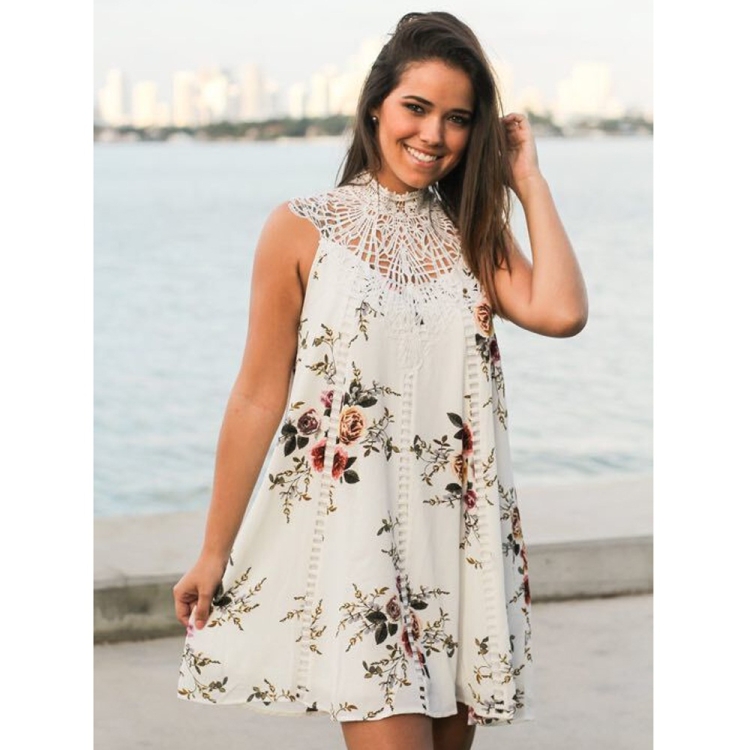 

Women Spring Summer Sleeveless Flower Dress (Color:As Show Size:S)