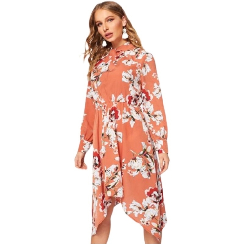 

Women Casual Long Sleeve Printed Mid-length Dress (Color:As Show Size:L)