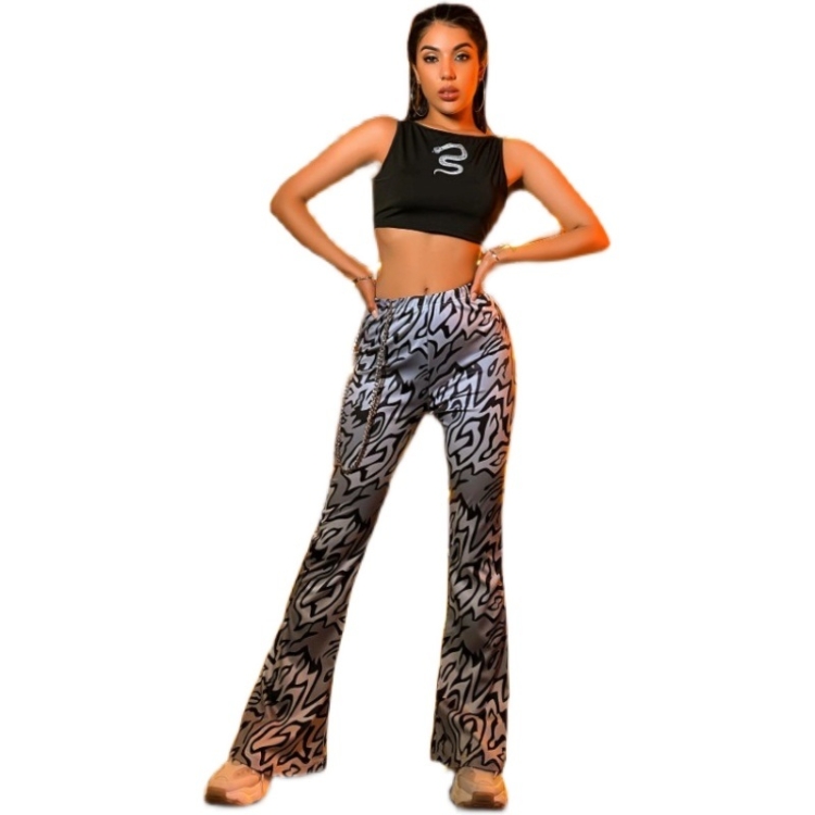 

Women Zebra Pattern Printed Casual Pants (Color:As Show Size:S)