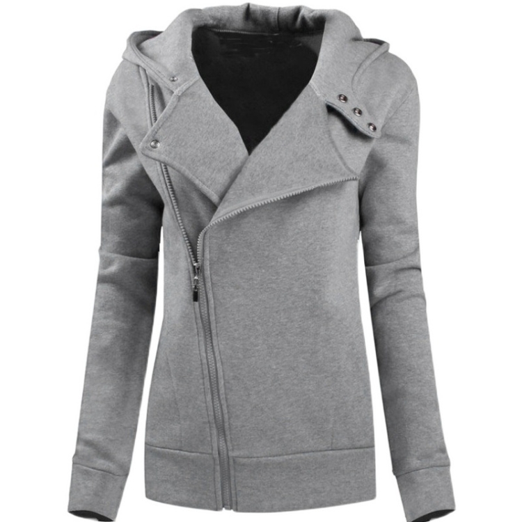 

Women Fashion Slim Hooded Sweater (Color:Grey Size:S)