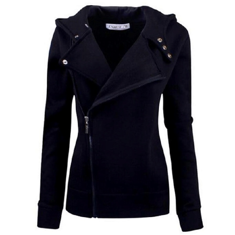 

Women Fashion Slim Hooded Sweater (Color:Black Size:L)