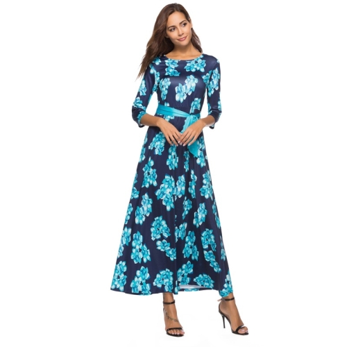 

Women Fashion Bohemian Style Printed Yhree-quarter Sleeve Dress (Color:As Show Size:XL)