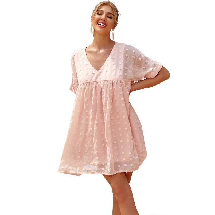 

Women Retro Fashion V-neck Princess Big Swing Dress (Color:Pink Size:S)