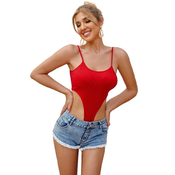 

Women Sexy Sling One-piece Micro-elastic Top (Color:Red Size:S)