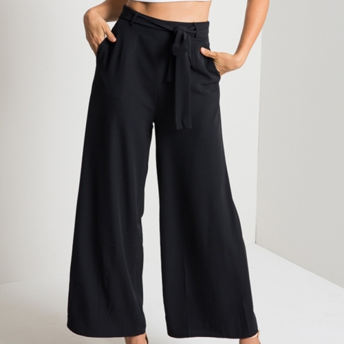 

Women Sexy Loose Mid-rise Trousers Cropped Pants (Color:Black Size:S)