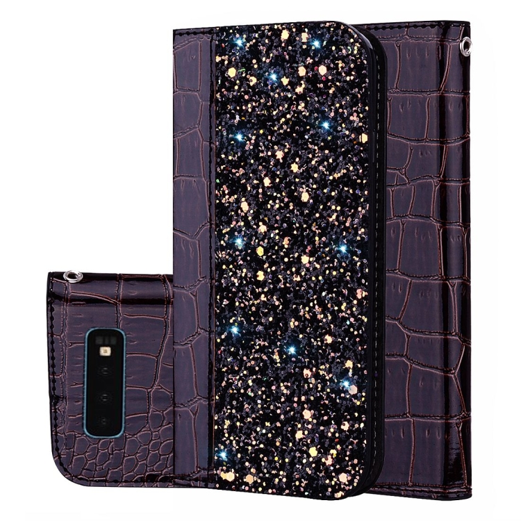

Crocodile Texture Glitter Powder Horizontal Flip Leather Case For Galaxy S10+