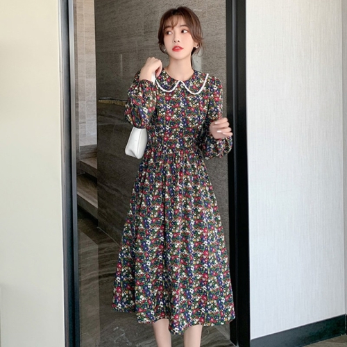 

Spring Women Retro Stylish Slim Floral Long Dress A565 (Color:As Show Size:S)