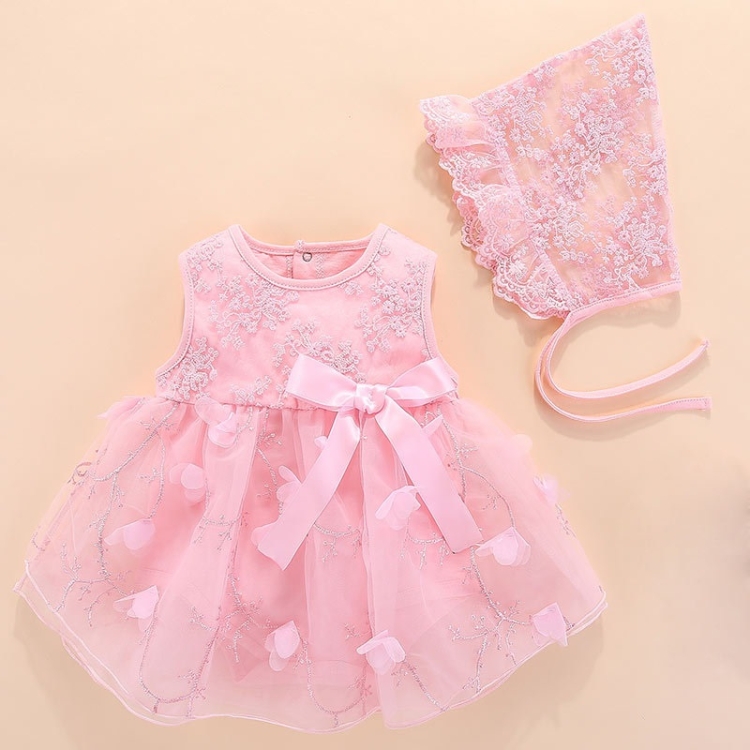 

Baby Sleeveless Mesh Dress (Color:Pink Size:9M)