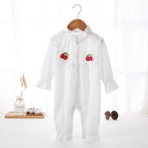 

Solid Color Baby Girl Long-sleeved Bodysuit (Color:White Size:52)