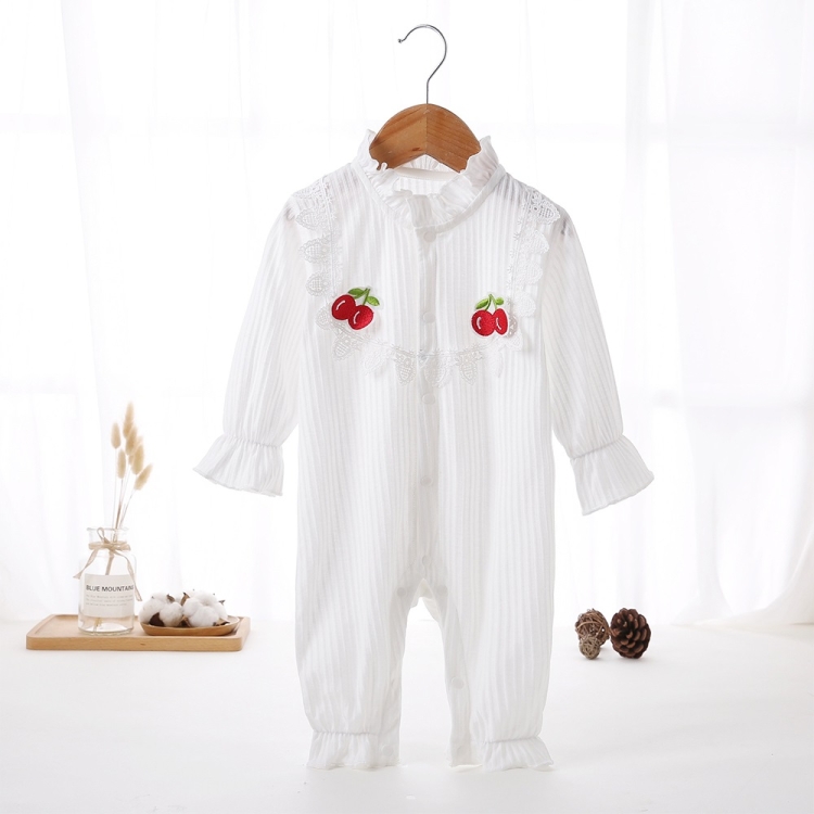 

Solid Color Baby Girl Long-sleeved Bodysuit (Color:White Size:90)