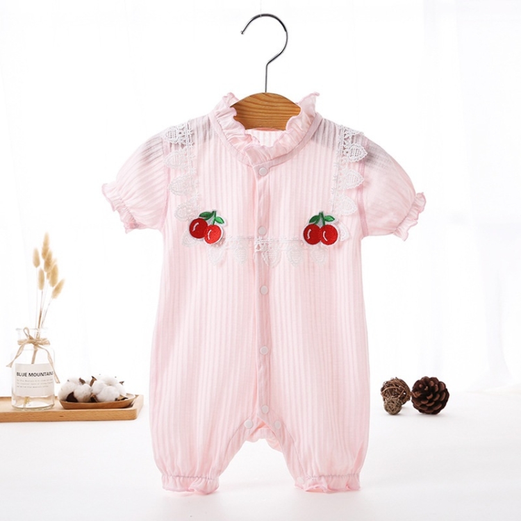 

Solid Color Baby Girl Short Sleeve Jumpsuit (Color:Pink Size:59)