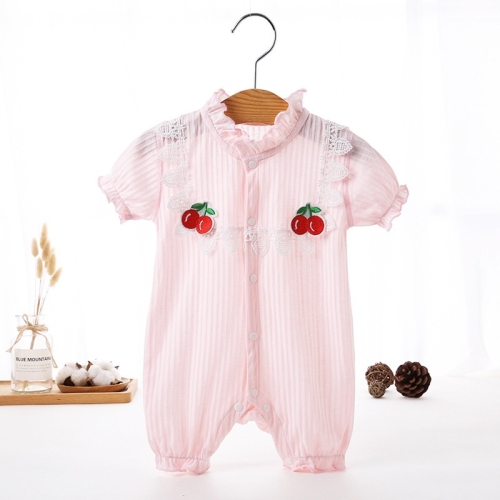 

Solid Color Baby Girl Short Sleeve Jumpsuit (Color:Pink Size:66)