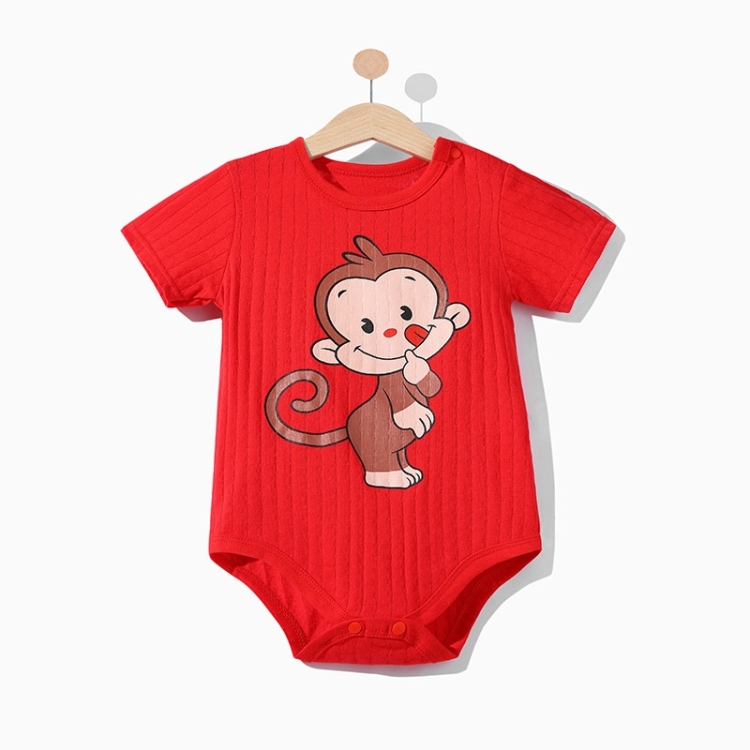

Baby Cotton Short Sleeve Bodysuit (Color:Naughty Monkey Red Size:66)