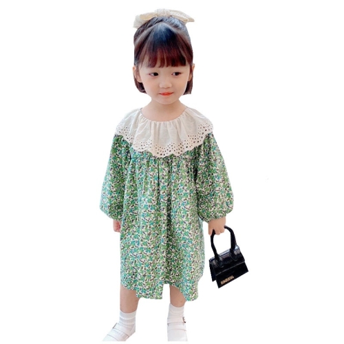 

Girls Long-sleeved Floral Dress (Color:Photo Color Size:100)