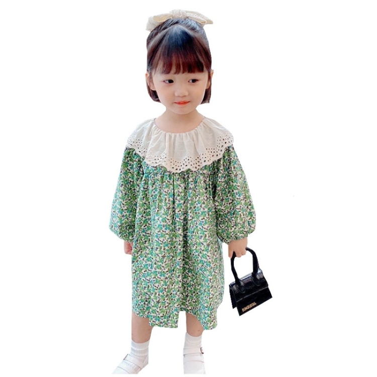

Girls Long-sleeved Floral Dress (Color:Photo Color Size:120)