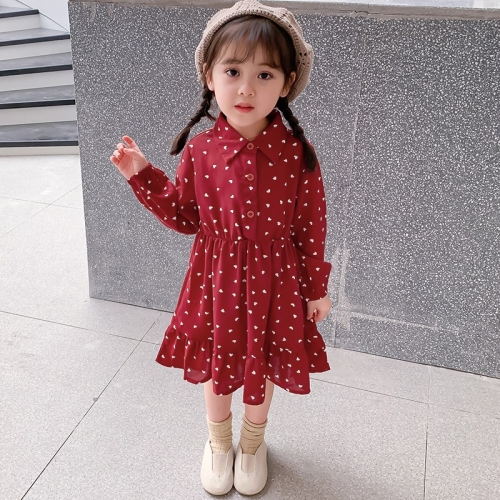 

Girls Fashion Long Sleeve Dress (Color:Red Size:90)