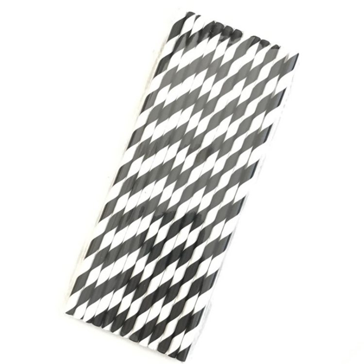 

50 PCS Degradable Color Environmental Protection Striped Paper Straw Disposable Kraft Paper Straw