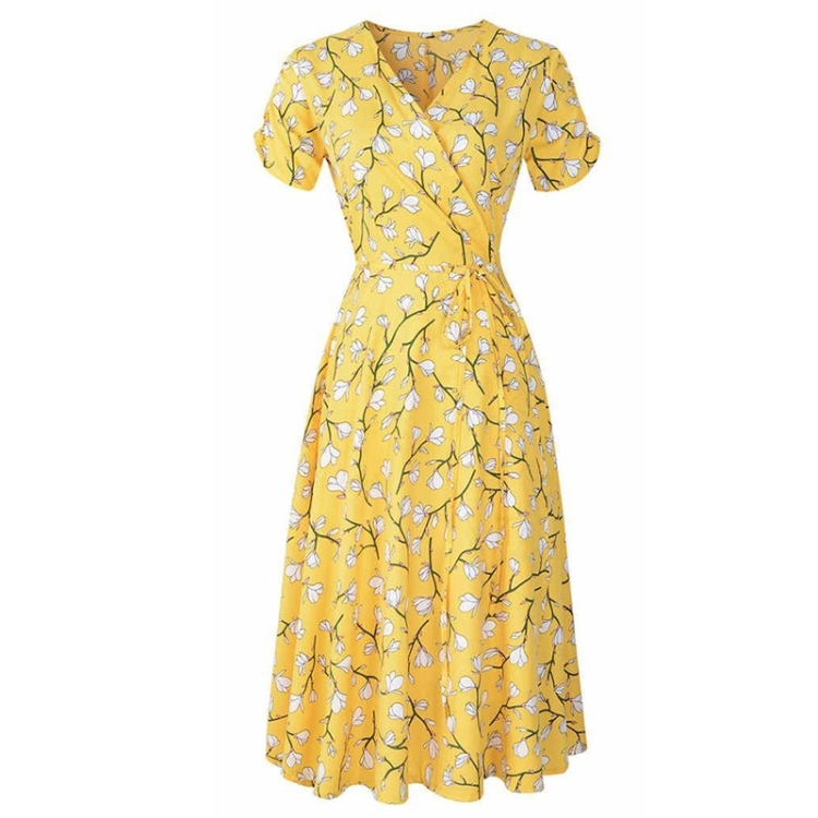 

Printed Bohemian Beach Skirt With Big Hem Dress (Color:Yellow Size:M)