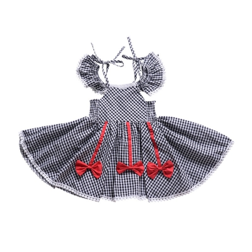 

Girls Lace Plaid Bow Princess Dress (Color:Black Size:80)